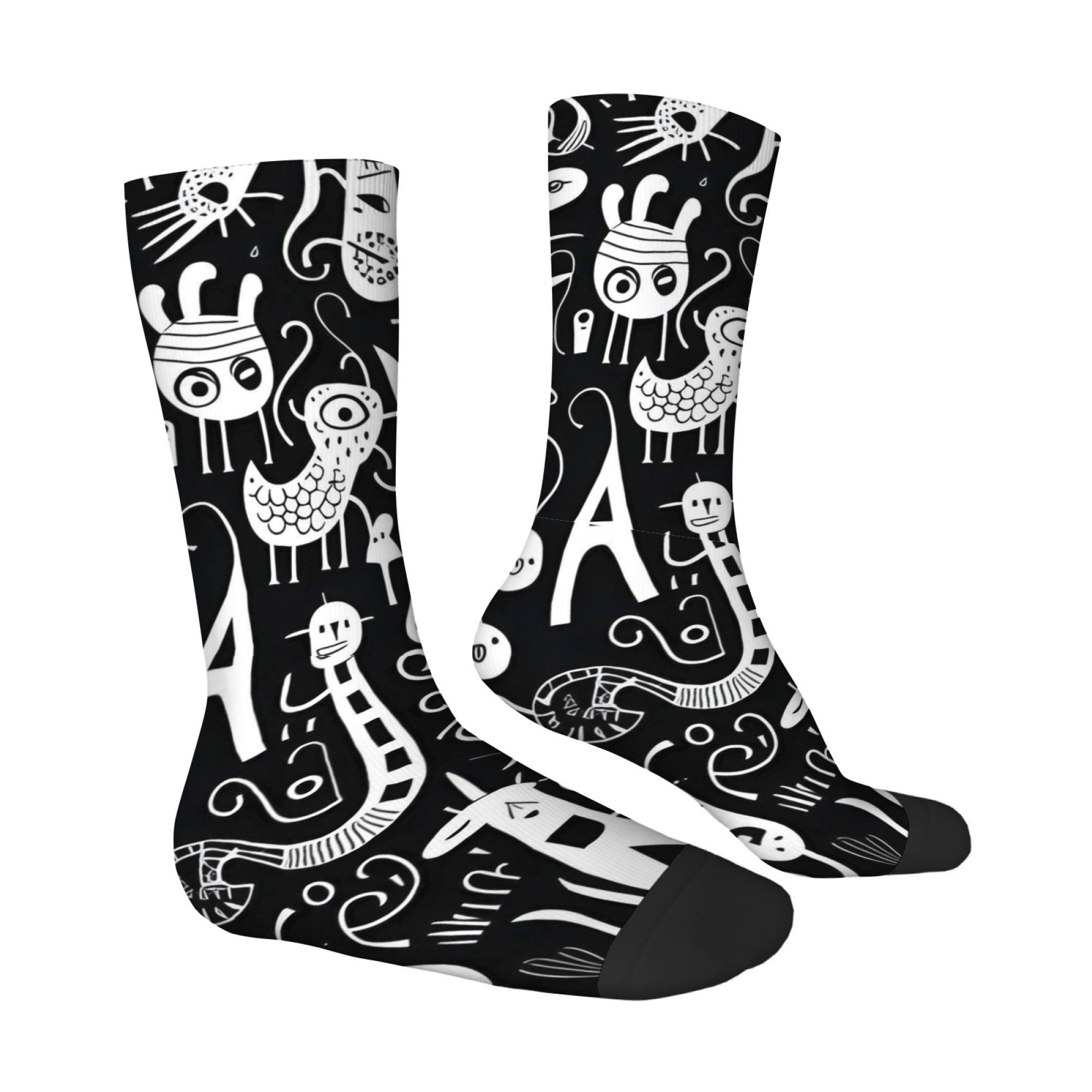 Quirky Street Fashion - Black White Graffiti Quirky Print Men's