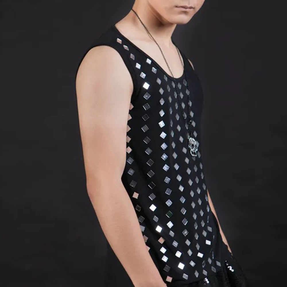 Street Fashion Trends 2026 - 2026 Summer New Men's Sequined Sleeveless