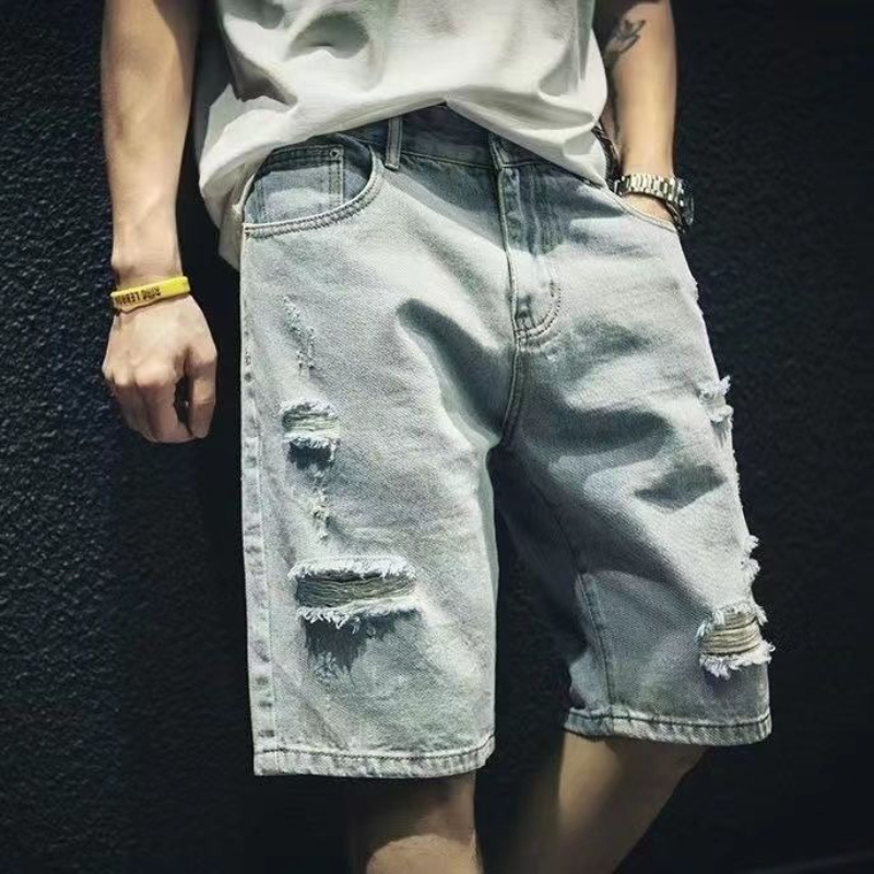 Edgy Cool Men's Ripped Denim S - Street Fashion Hong Kong 评论和价格