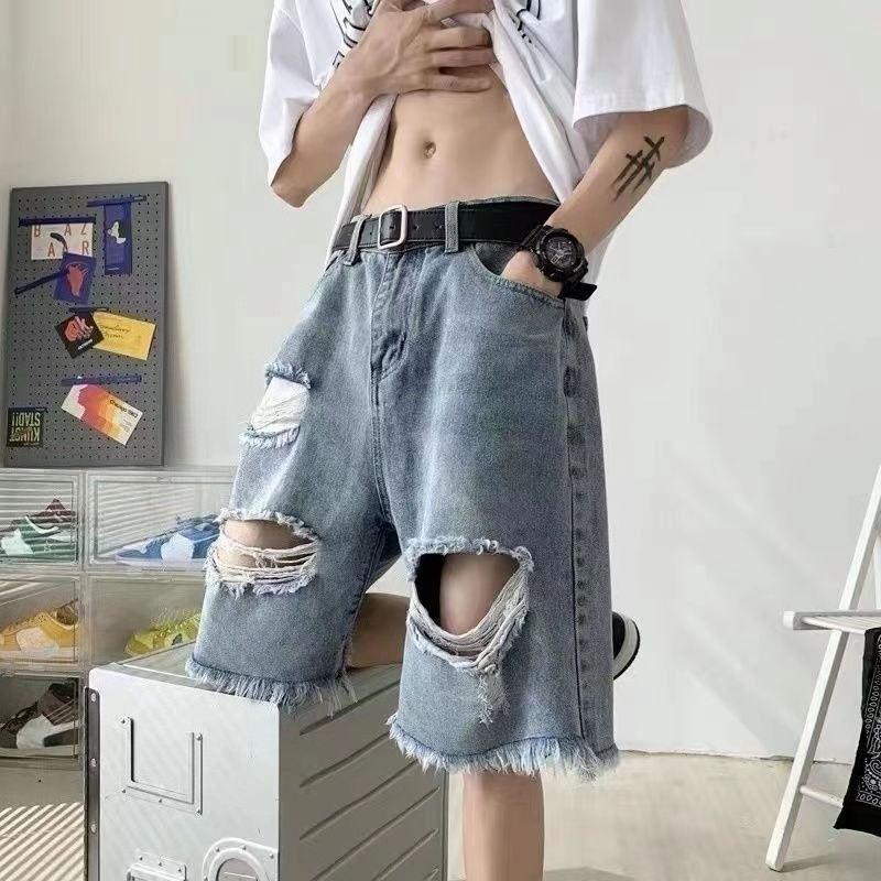 Edgy Cool Men's Ripped Denim S - Street Fashion Hong Kong 评论和价格