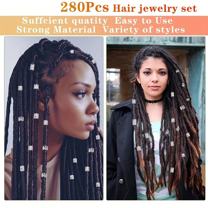 280pcs Silvery Metal Hair Brai - Street Fashion Rings 评论和价格
