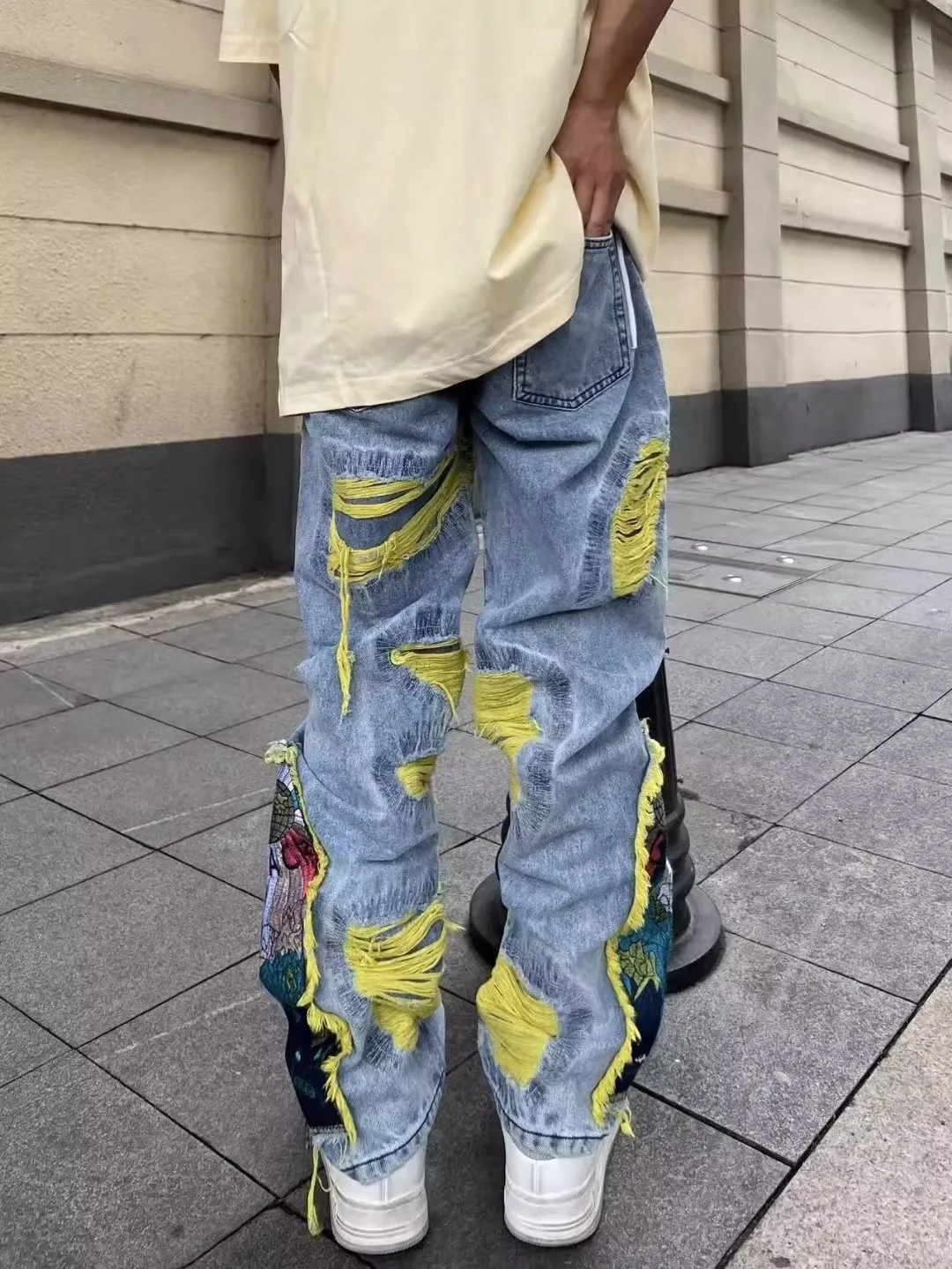 American Vintage Hip-hop Embro - Street Fashion Jeans Men 评论和价格