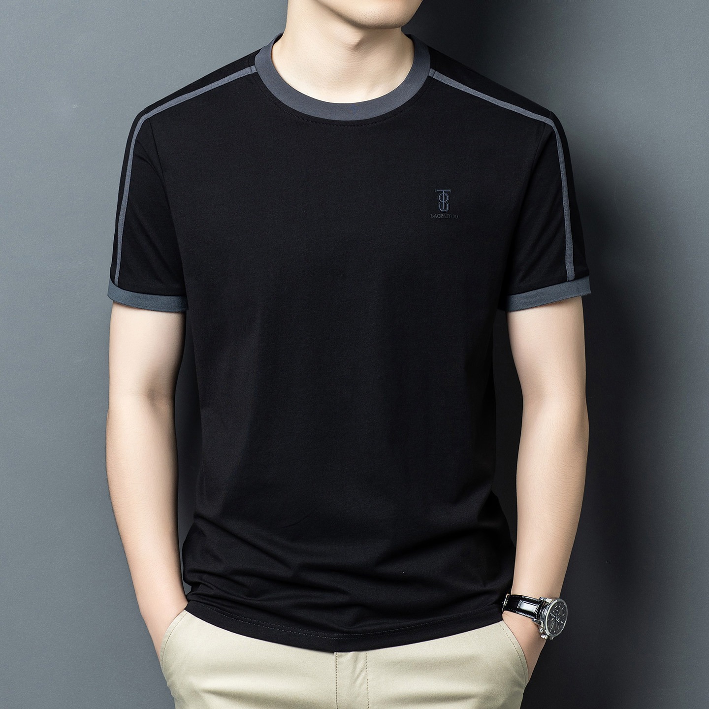 Summer Men's Black T-shirt Hig - Street Fashion In Chinese 评论和价格