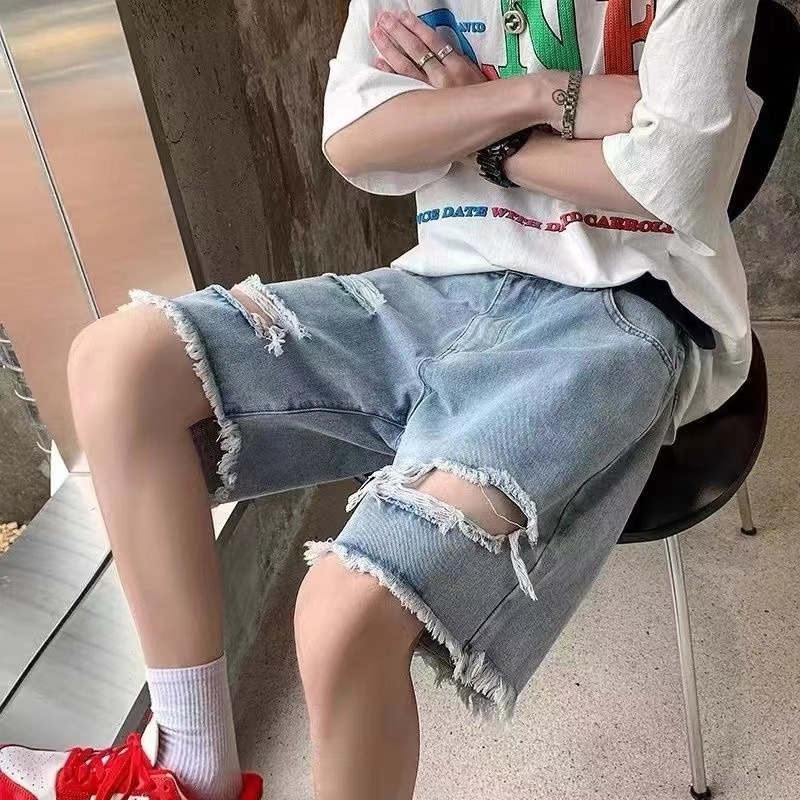 Summer Men's Denim Shorts Retr - Street Fashion Hong Kong 评论和价格