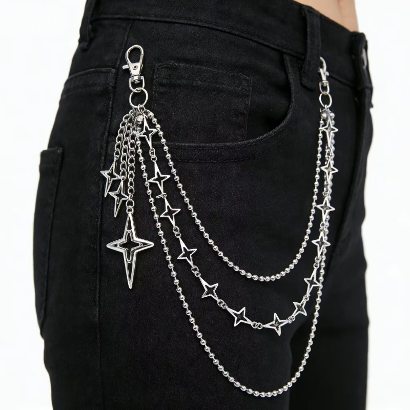 Women Punk Hip Hop Multilayer  - Street Fashion Jeans 评论和价格